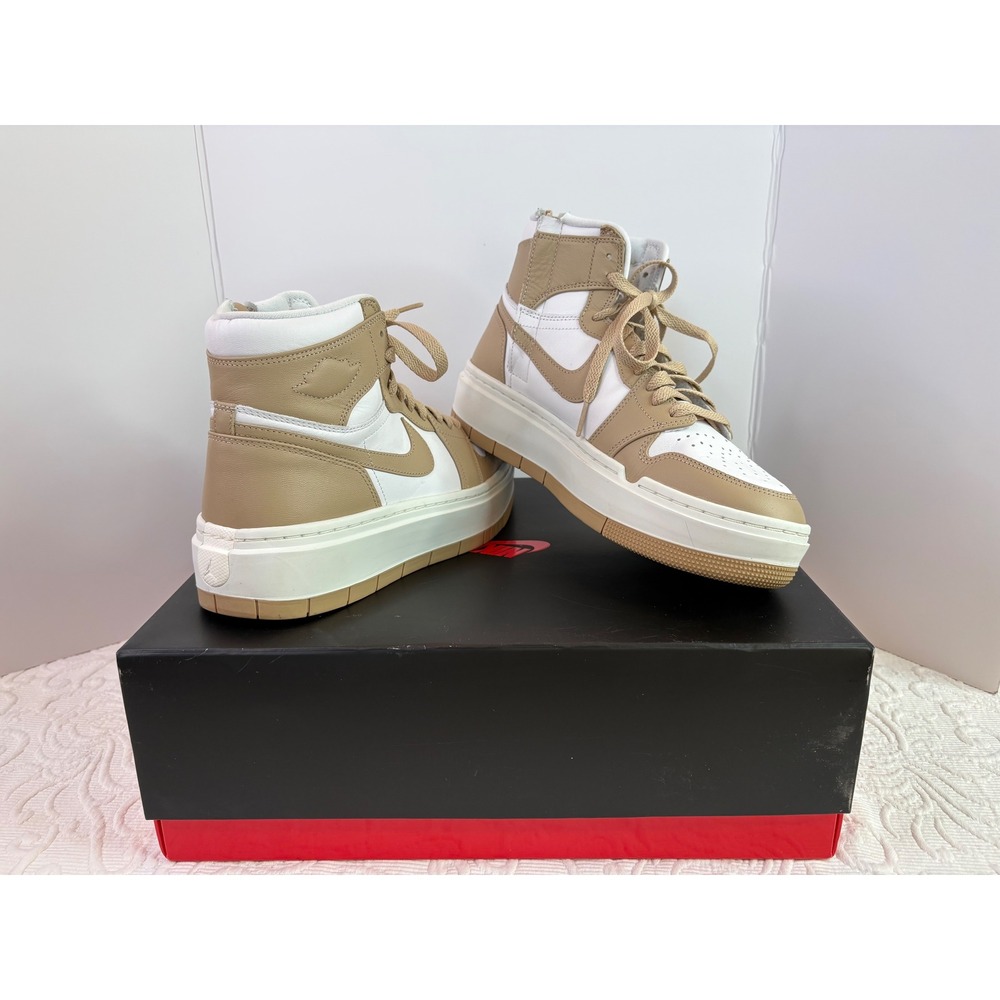 Nike Air Jordan 1 High Elevated Women Zip Sneakers White Tan DN3253 121 Size 10